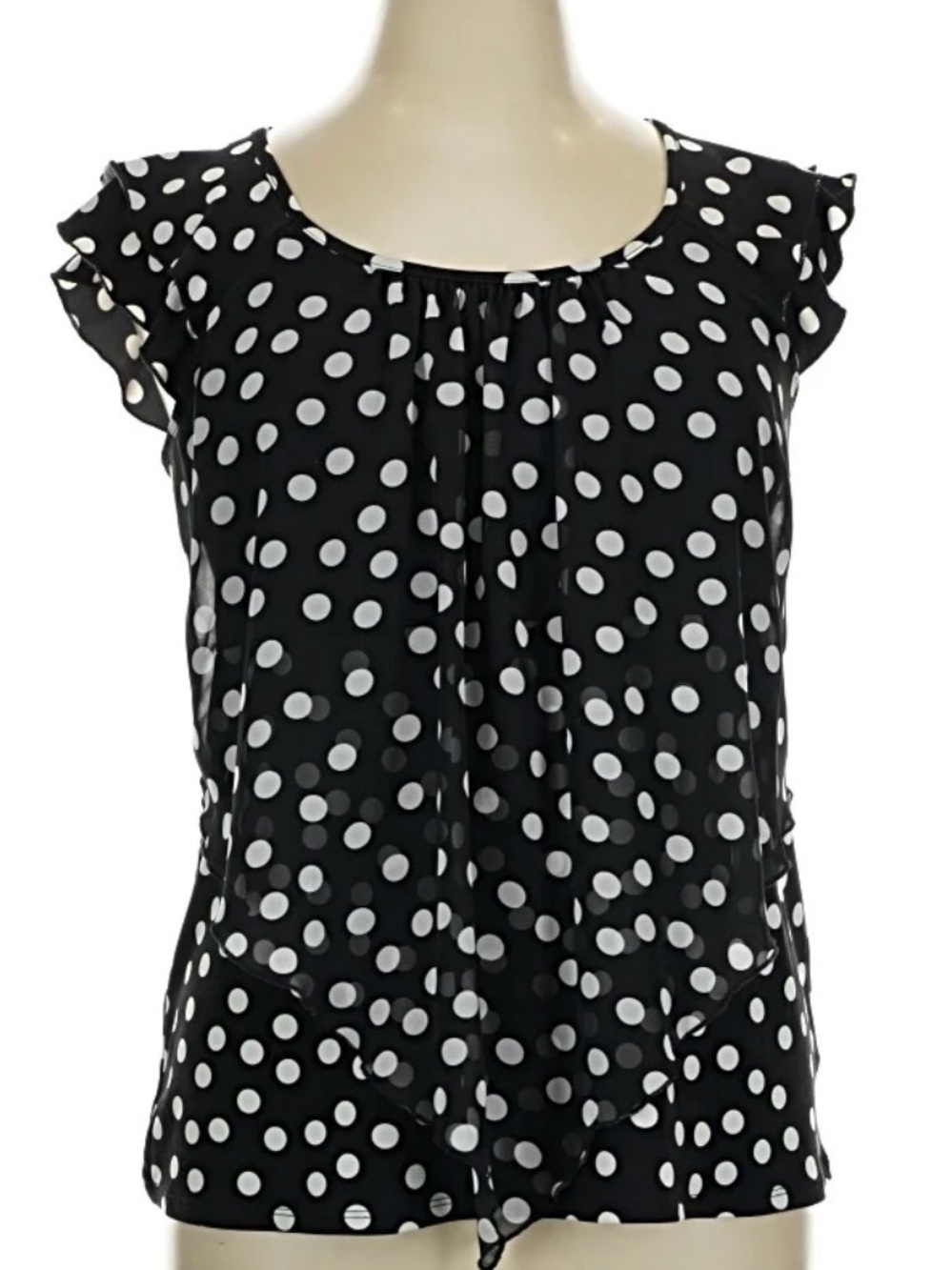 Dress Barn Super Cute Black Blouse with White Polka Dots, XL